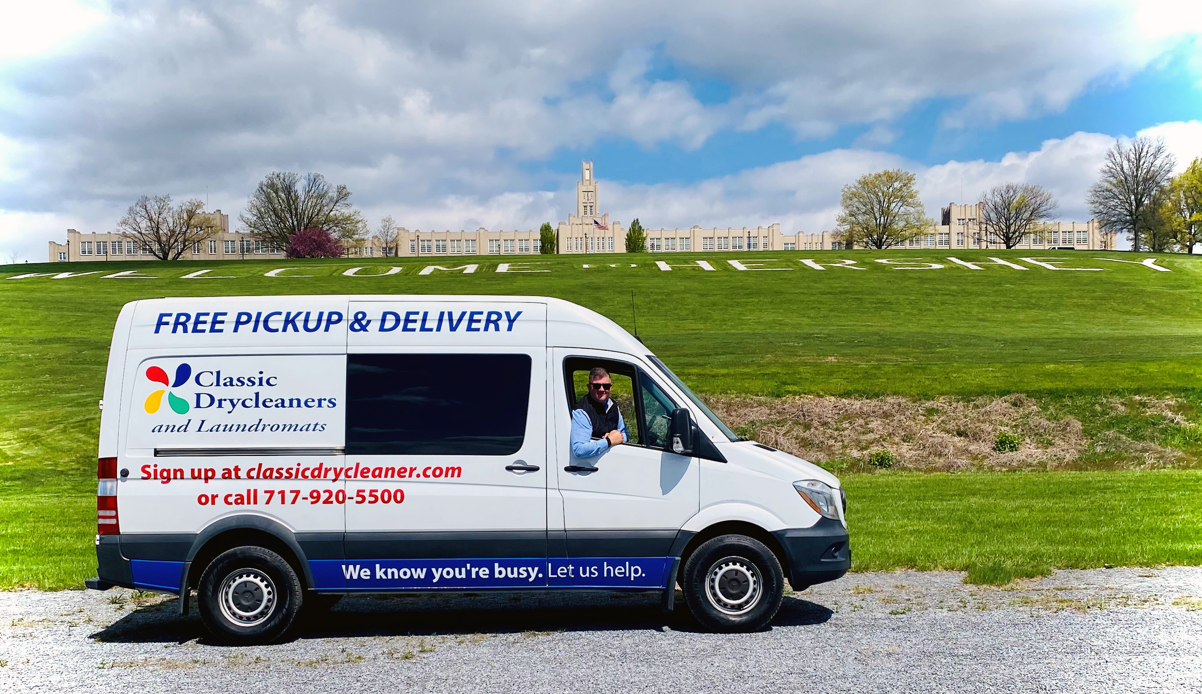 Classic dry cleaner pick up and delivery van.